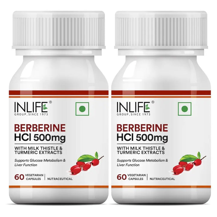 INLIFE Berberine Supplement with HCl 500mg, Milk Thistle, Turmeric