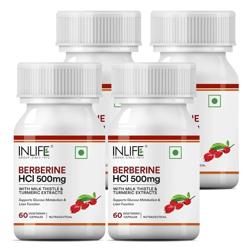 INLIFE Berberine Supplement with HCl 500mg, Milk Thistle, Turmeric