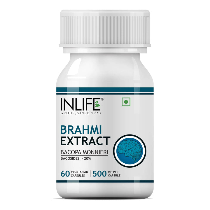 INLIFE Brahmi Capsules 500mg | Bacopa Monnieri Extract | Bacosides 25% I Ayurvedic Herbal Supplement