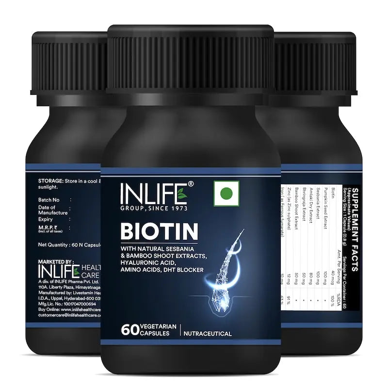 INLIFE Biotin Supplement for Hair, with Sesbania, Bamboo Shoot