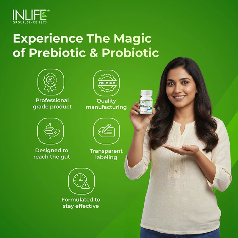 INLIFE Prebiotics and Probiotics Supplement for Men Women