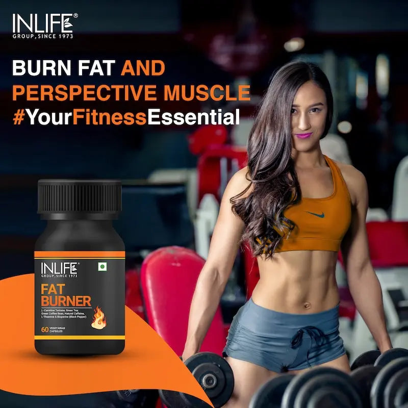 INLIFE Fat Burner Supplement for Men Women with L-Carnitine, Green Tea, Green Coffee Bean, Natural Caffeine, L-Theanine, Piperine Extract