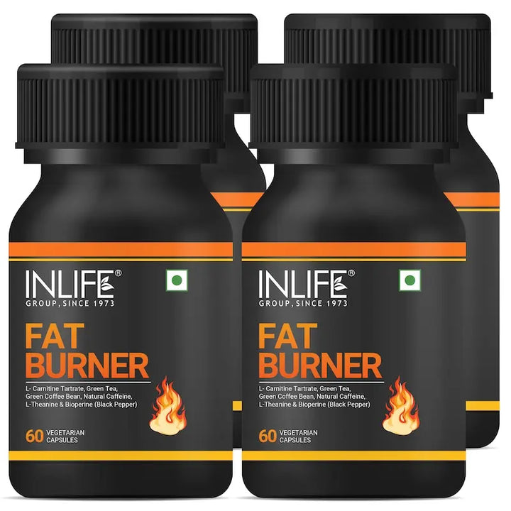 INLIFE Fat Burner Supplement for Men Women with L-Carnitine, Green Tea, Green Coffee Bean, Natural Caffeine, L-Theanine, Piperine Extract