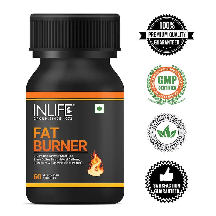 INLIFE Fat Burner Supplement for Men Women with L-Carnitine, Green Tea, Green Coffee Bean, Natural Caffeine, L-Theanine, Piperine Extract