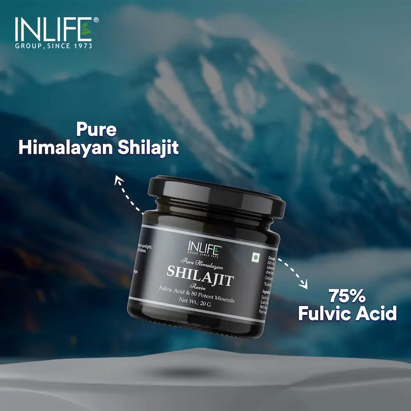 INLIFE Shilajit Resin 20g | Original Himalayan & Natural Shilajeet for Strength, Endurance & Stamina | 75% Fulvic Acid