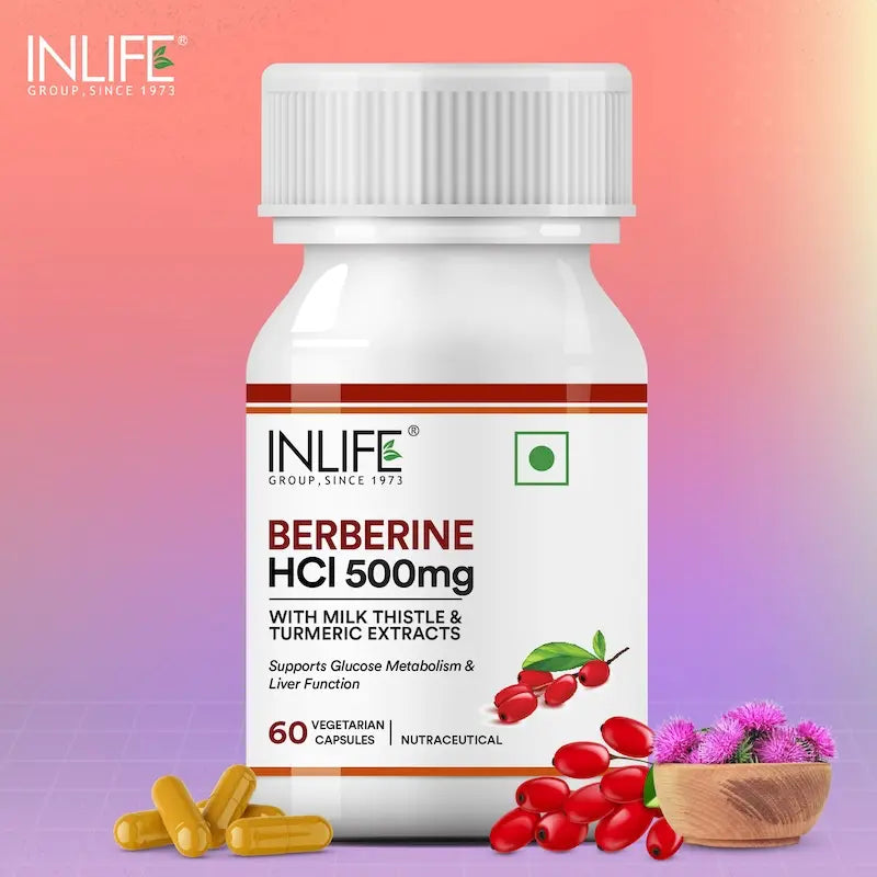 INLIFE Berberine Supplement with HCl 500mg, Milk Thistle, Turmeric