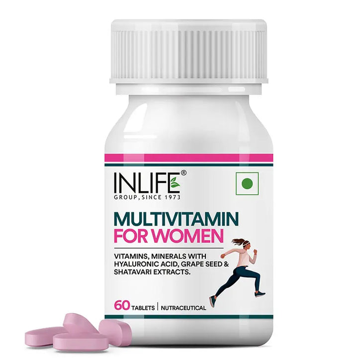 Inlife Multivitamin and Mineral for Women | Shatavari, Hyaluronic Acid, Grape Seed Extract