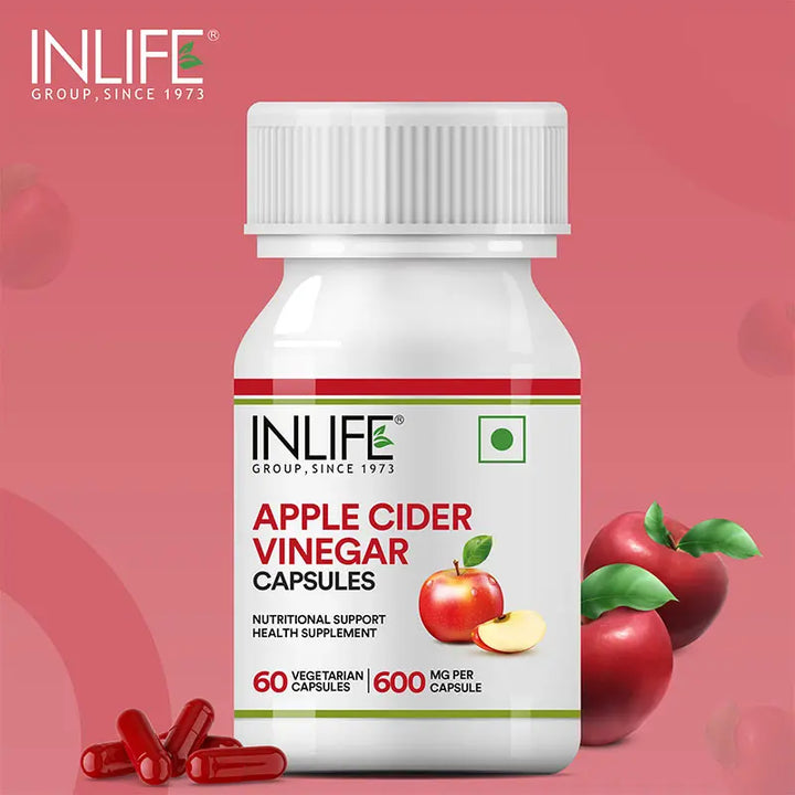 INLIFE Apple Cider Vinegar Supplement | Weight Management, Metabolism, Healthy Digestion | Plant Based Nutrition, 600mg