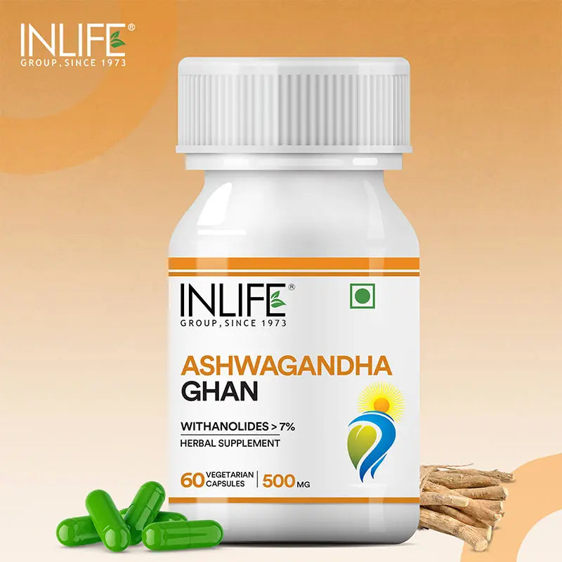 INLIFE Ashwagandha Extract (Withania Somnifera) Supplement | Immunity and General Wellness, 500mg