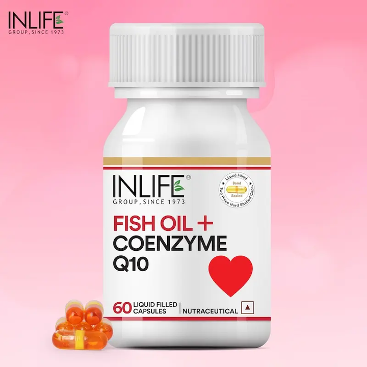 INLIFE Fish Oil Coenzyme Q10 Omega 3 Supplement (Fast Release) - 60 Liquid Filled Capsules