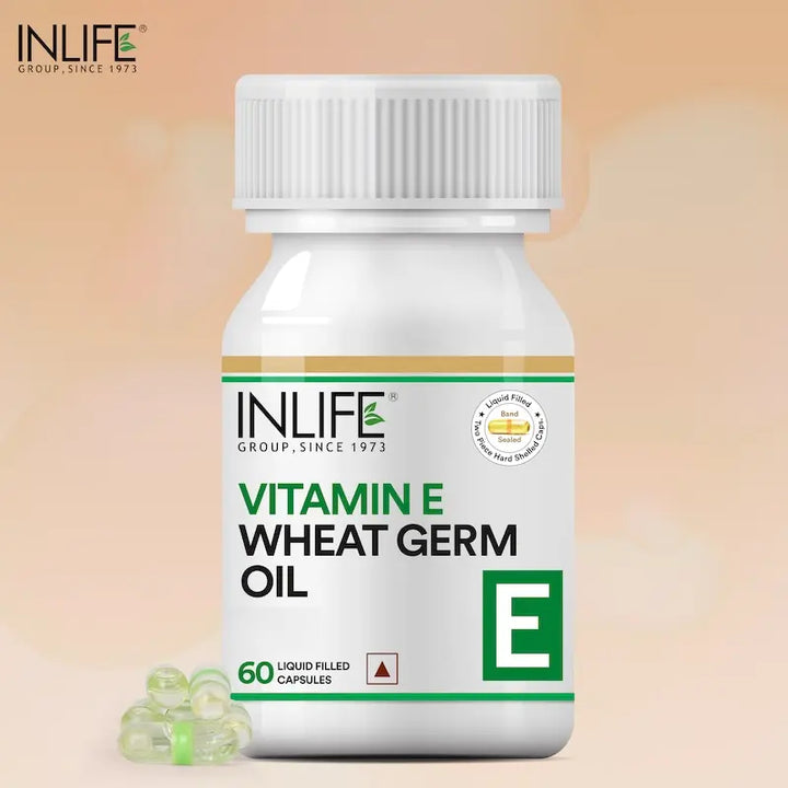 Inlife Vitamin E 400 IU with Wheat Germ Oil Supplement - 60 Liquid Filled Capsules