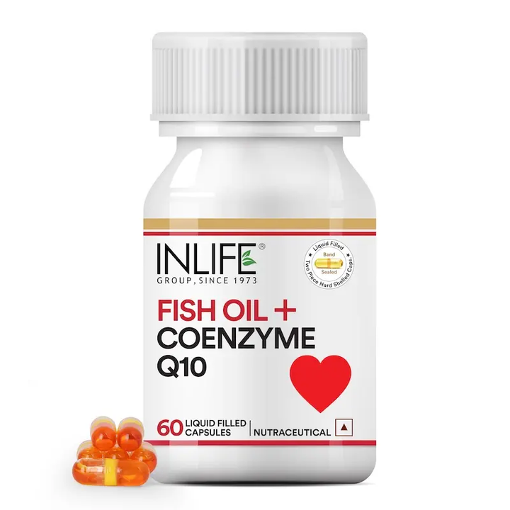 INLIFE Fish Oil Coenzyme Q10 Omega 3 Supplement (Fast Release) - 60 Liquid Filled Capsules