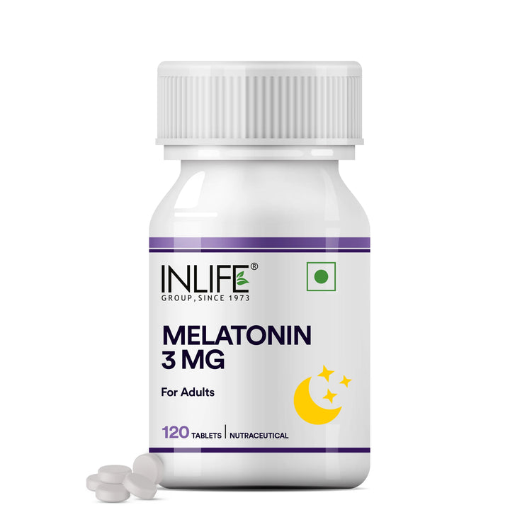 Inlife Melatonin 3mg tablets for Men & Women| Natural Sleep Aid | 120 Vegetarian Tablets