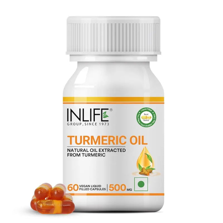 INLIFE Turmeric Oil Capsules | Antioxidant Supplement for Men and Women, 500mg – 60 Liquid Filled Vegetarian Capsules