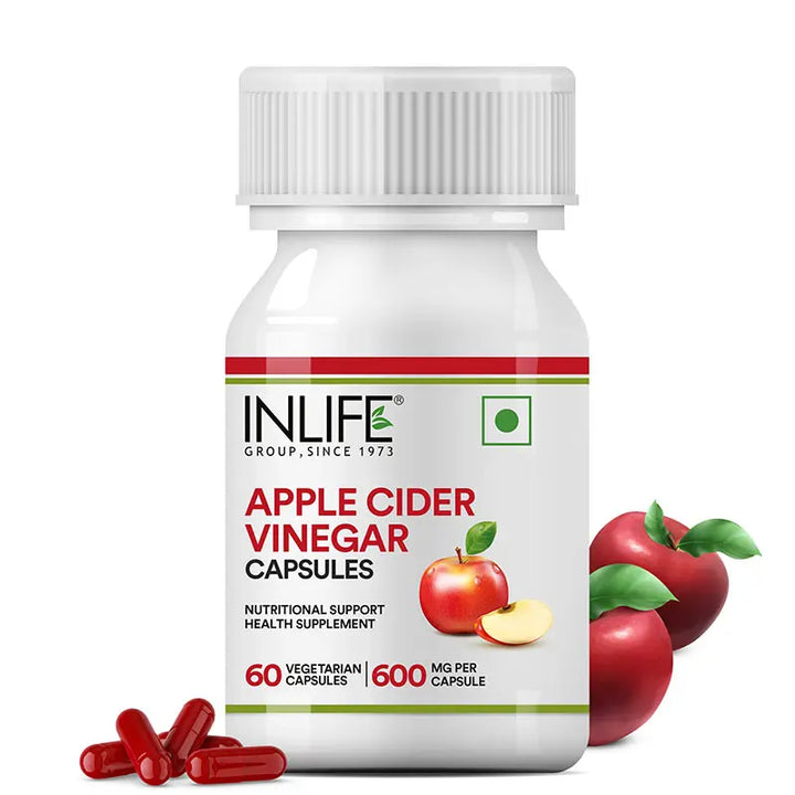 INLIFE Apple Cider Vinegar Supplement | Weight Management, Metabolism, Healthy Digestion | Plant Based Nutrition, 600mg