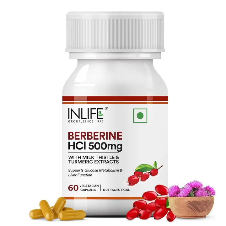 INLIFE Berberine Supplement with HCl 500mg, Milk Thistle, Turmeric