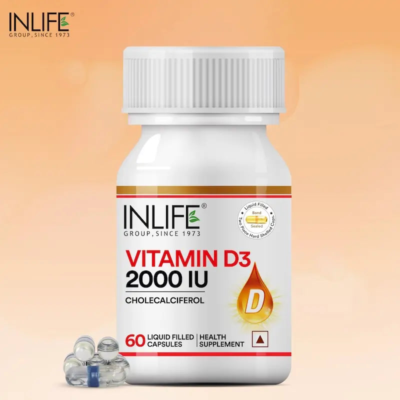 INLIFE Vitamin D3 (Cholecalciferol) 2000 IU - 60 Liquid Filled Capsules