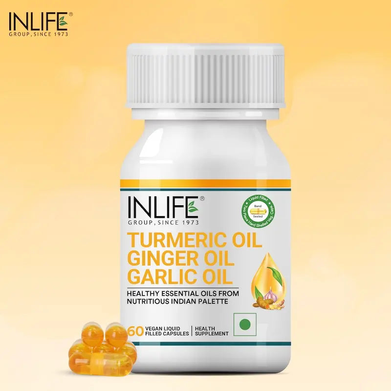 INLIFE Turmeric Ginger Garlic Oil Capsules | Supports Immune and Heart Health | Supplement for Men Women – 60 Liquid Filled Vegetarian Capsules