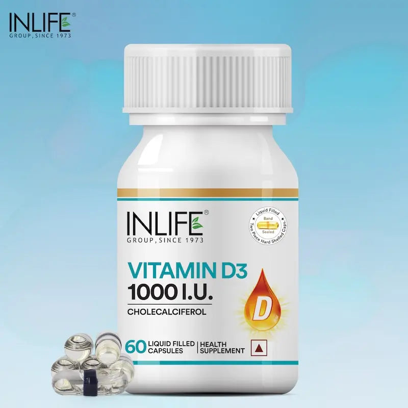 INLIFE Vitamin D3 (Cholecalciferol) 1000 IU - 60 Liquid Filled Capsules