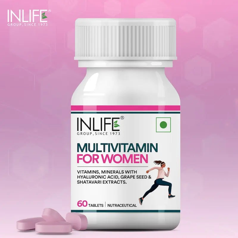 Inlife Multivitamin and Mineral for Women | Shatavari, Hyaluronic Acid, Grape Seed Extract