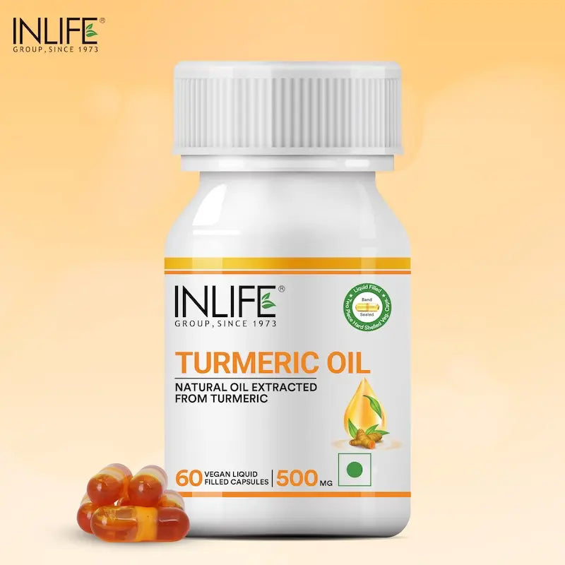 INLIFE Turmeric Oil Capsules | Antioxidant Supplement for Men and Women, 500mg – 60 Liquid Filled Vegetarian Capsules