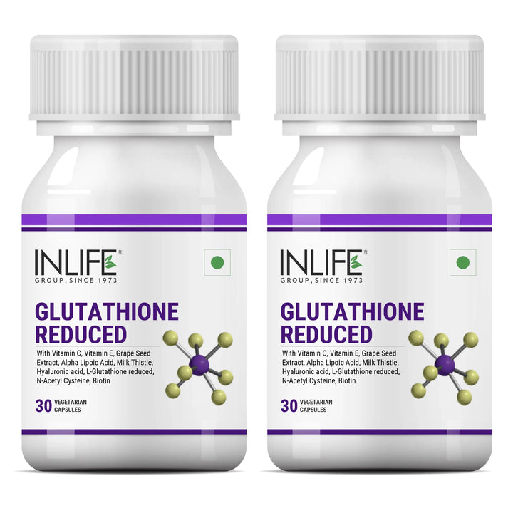 INLIFE L Glutathione Capsules 1000mg | Vitamin C Milk Thistle Grape Seed Extract Biotin | Skin and Liver Health Supplement for Men Women