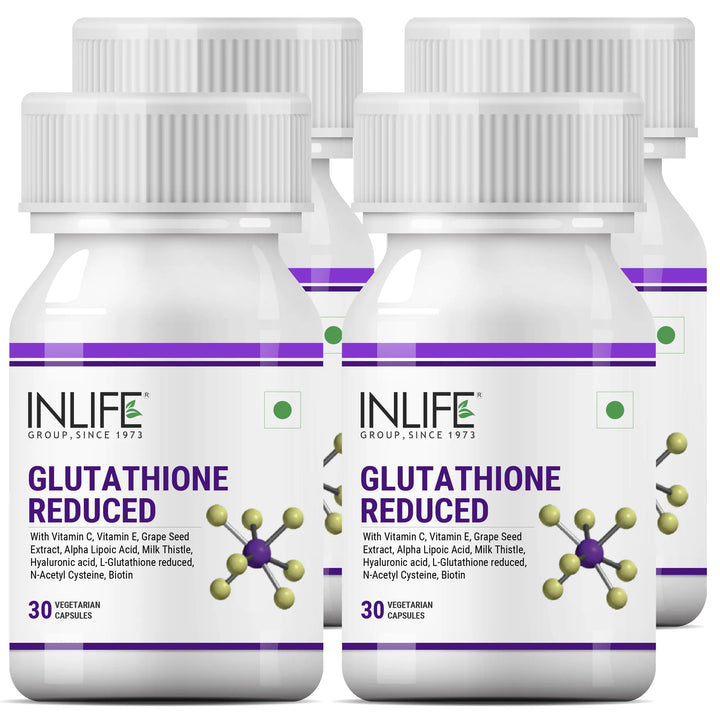 INLIFE L Glutathione Capsules 1000mg | Vitamin C Milk Thistle Grape Seed Extract Biotin | Skin and Liver Health Supplement for Men Women