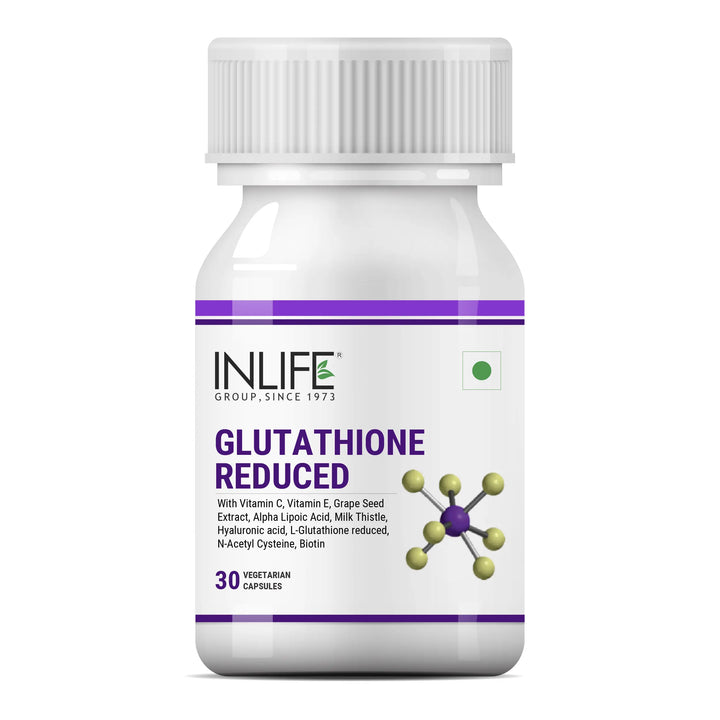 INLIFE L Glutathione Capsules 1000mg | Vitamin C Milk Thistle Grape Seed Extract Biotin | Skin and Liver Health Supplement for Men Women