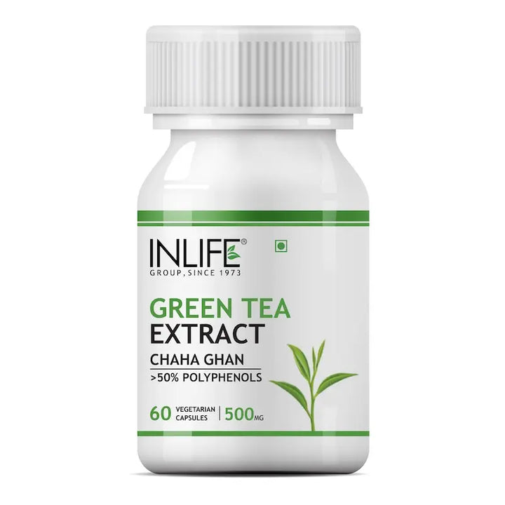 INLIFE Green Tea Extract Capsules | Standardised to 50% Polyphenols | Antioxidant | Herbal Supplement for Men Women, 500 mg