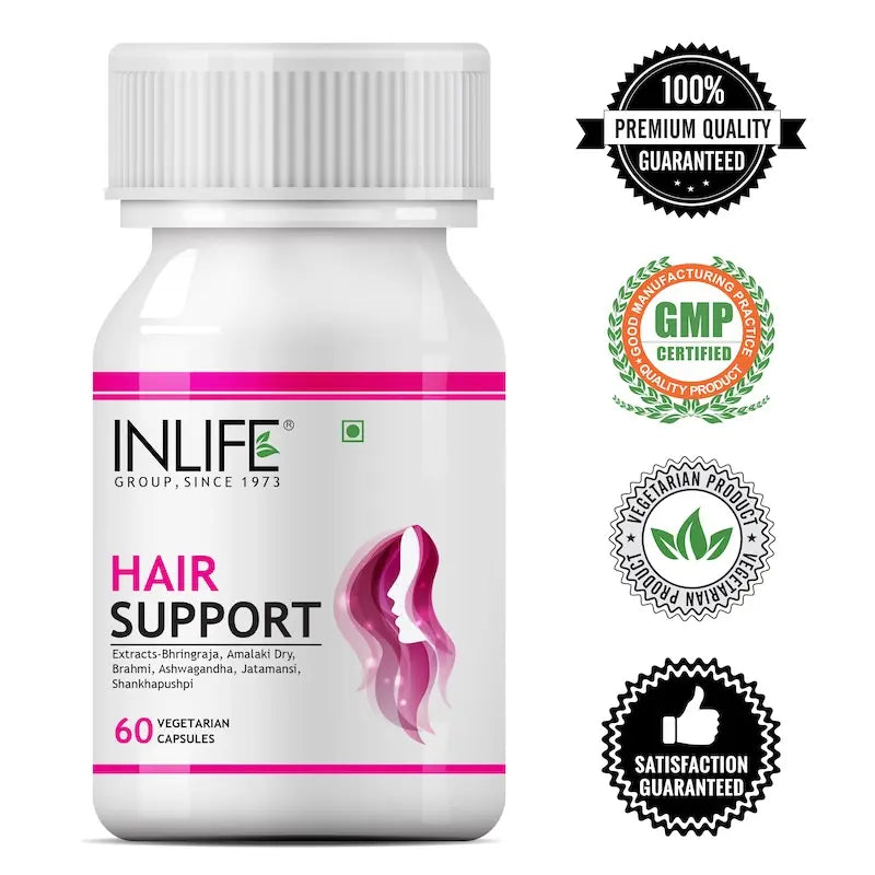 INLIFE Hair Support Supplement with Ayurvedic Herbs | Bhringraj, Amla, Brahmi, Ashwagandha