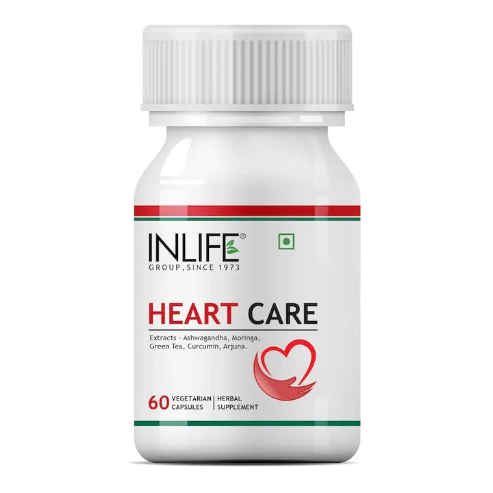 INLIFE Heart Care Supplement, with Ayurvedic Herbs | Arjuna, Moringa, Ashwagandha, Turmeric, Green Tea