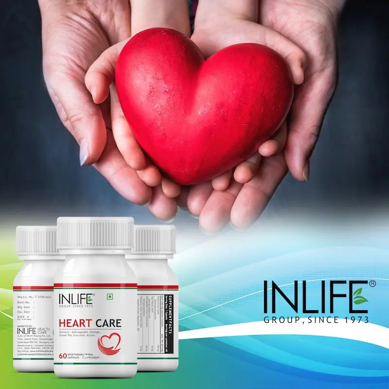 INLIFE Heart Care Supplement, with Ayurvedic Herbs | Arjuna, Moringa, Ashwagandha, Turmeric, Green Tea