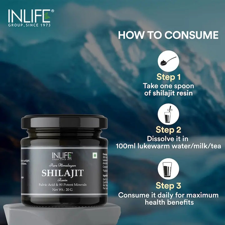 INLIFE Shilajit Resin 20g | Original Himalayan & Natural Shilajeet for Strength, Endurance & Stamina | 75% Fulvic Acid