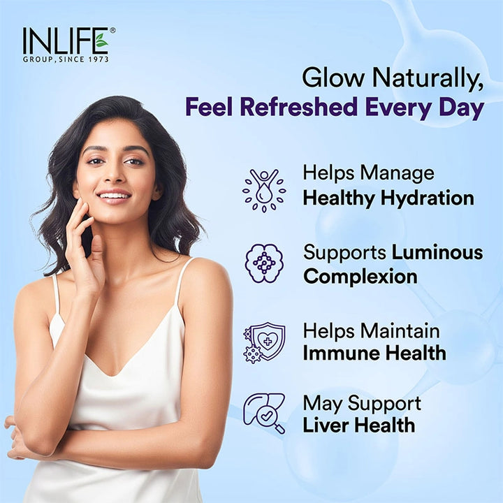 INLIFE L Glutathione Capsules 1000mg | Vitamin C Milk Thistle Grape Seed Extract Biotin | Skin and Liver Health Supplement for Men Women