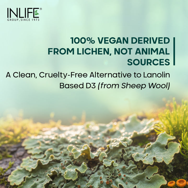 INLIFE Plant Based Vitamin D3 K2 Supplement, 600 IU - 60 Vegetarian Capsules