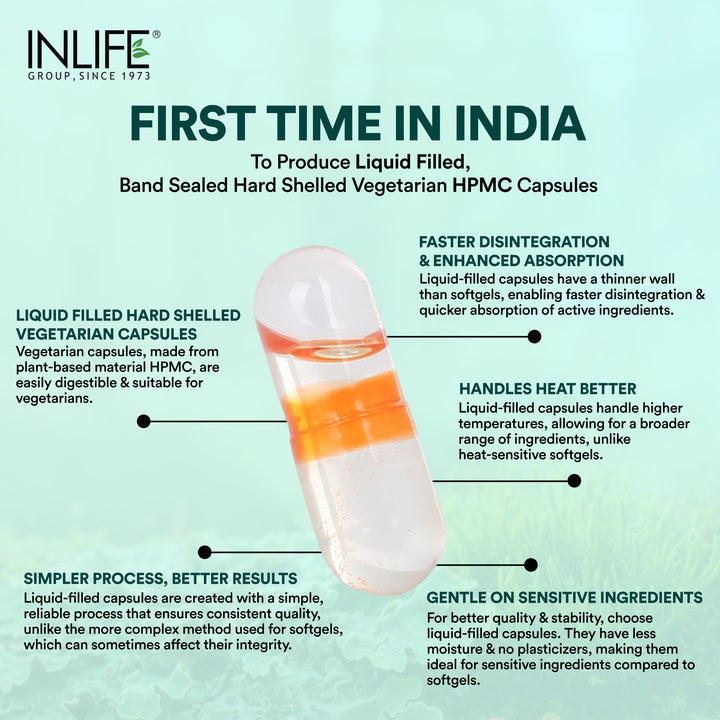 INLIFE Plant Based Vitamin D3 K2 Supplement, 600 IU - 60 Vegetarian Capsules