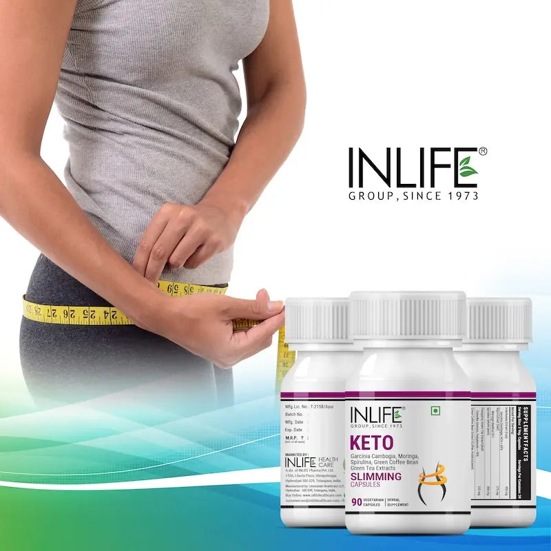 INLIFE Keto Slimming Capsules | Extracts - Garcinia Cambogia, Green Coffee Bean, Green Tea, Spirulina Moringa | Weight Management Supplement