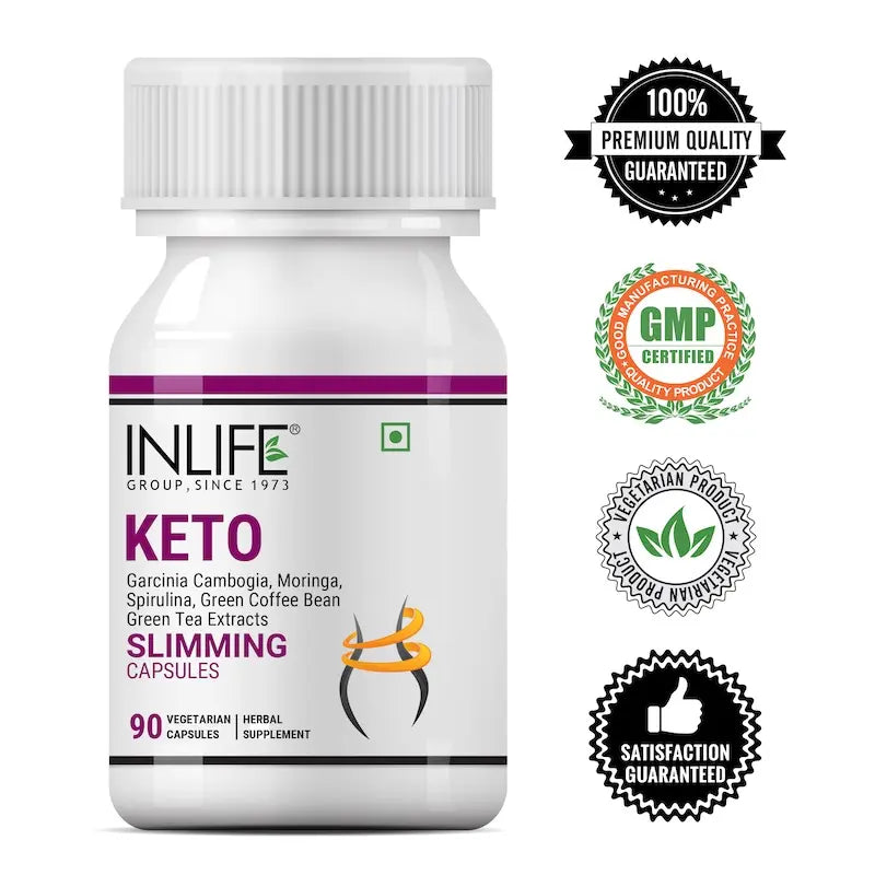 INLIFE Keto Slimming Capsules | Extracts - Garcinia Cambogia, Green Coffee Bean, Green Tea, Spirulina Moringa | Weight Management Supplement