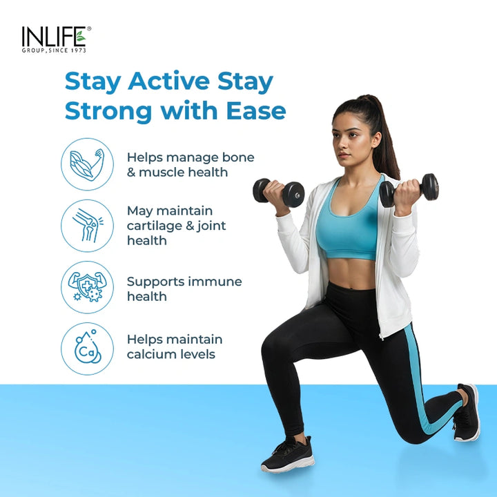 INLIFE Calcium 500 mg Vitamin D3 400 IU Supplement for Men Women