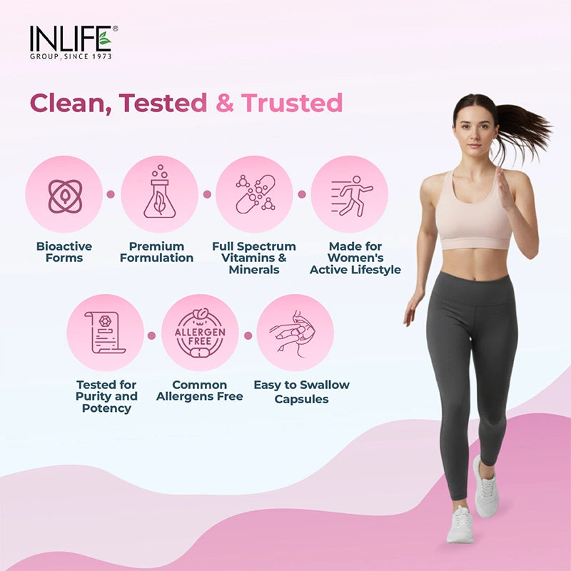 INLIFE Multivitamins & Minerals Antioxidants for Women Daily Formula Vitamins Supplement