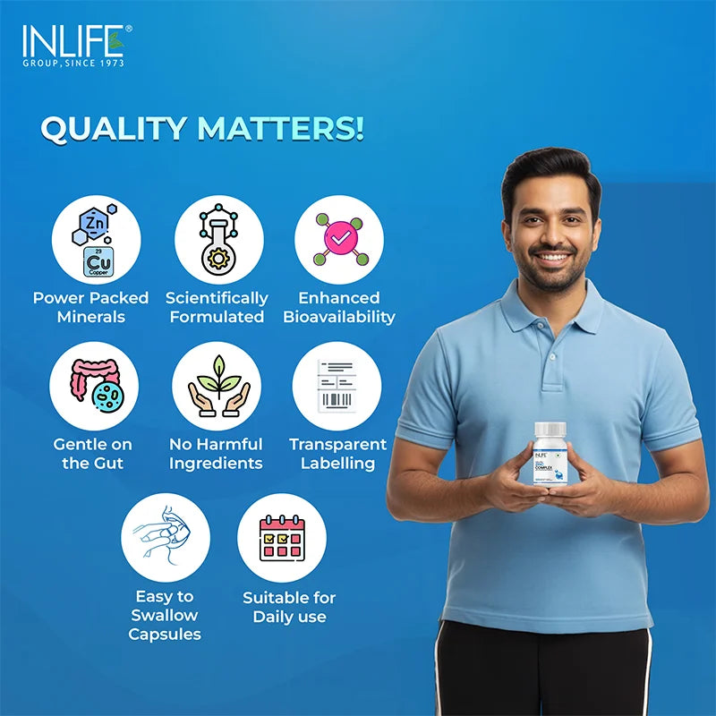 Inlife Zinc Supplements, Chelated Zinc Complex | Men & Women | 120 Veg. Capsules