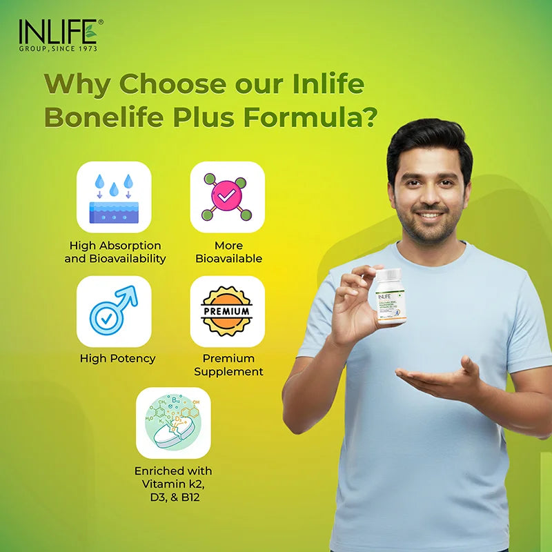 INLIFE Calcium Magnesium Zinc Vitamin D K2 Folic Acid & B12 Supplement