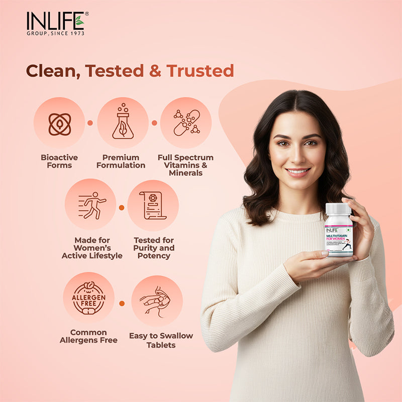 Inlife Multivitamin and Mineral for Women | Shatavari, Hyaluronic Acid, Grape Seed Extract