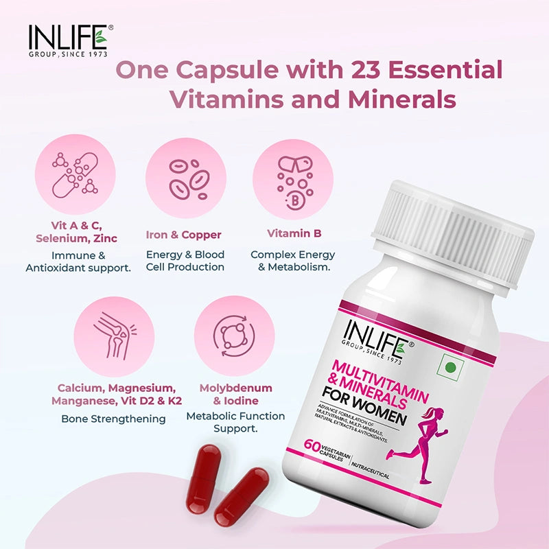 INLIFE Multivitamins & Minerals Antioxidants for Women Daily Formula Vitamins Supplement