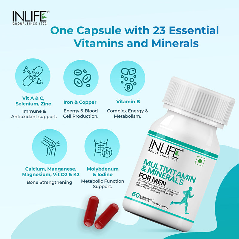 INLIFE Multivitamins & Minerals Amino Acids Antioxidants for Men Health Supplement