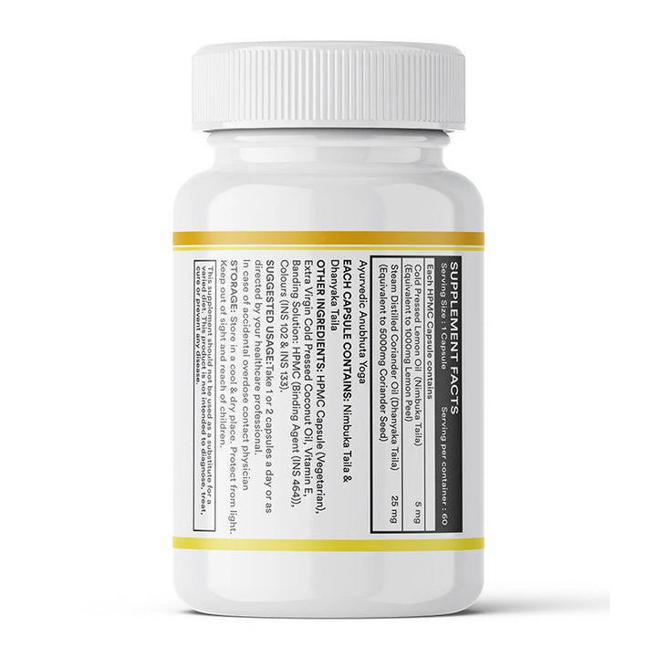 Inlife Natural Lemon & Coriander oil | Liquid Filled Veg Capsules