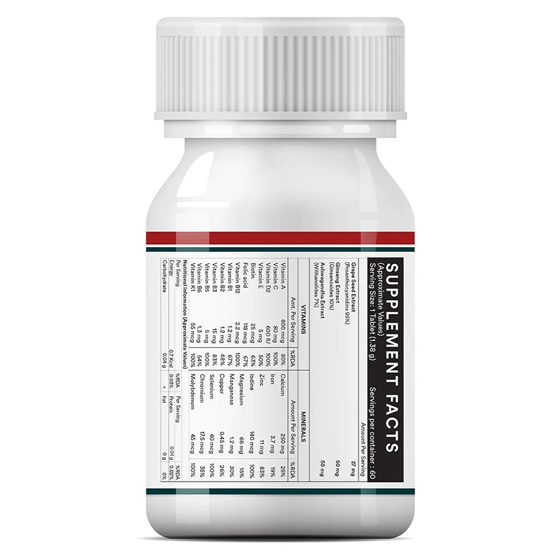 Inlife Multivitamin and Minerals Tablets for Men | Ashwagandha, Ginseng, Grape Seed Extract