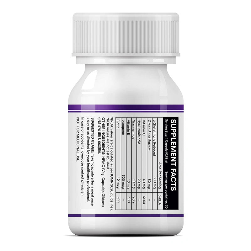 INLIFE L Glutathione Capsules 1000mg | Vitamin C Milk Thistle Grape Seed Extract Biotin | Skin and Liver Health Supplement for Men Women