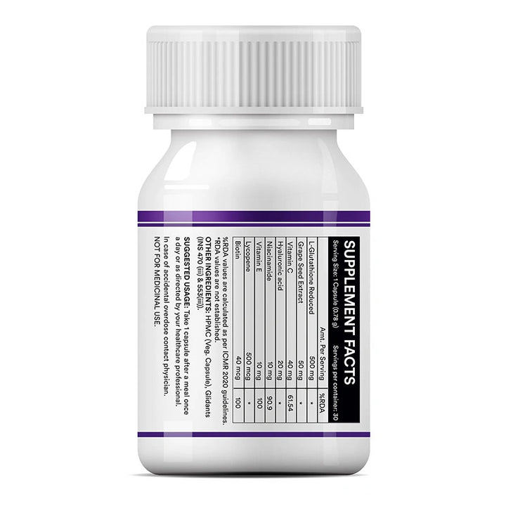 INLIFE L Glutathione Capsules 1000mg | Vitamin C Milk Thistle Grape Seed Extract Biotin | Skin and Liver Health Supplement for Men Women