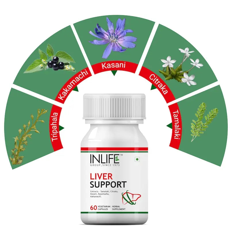 INLIFE Liver Support Supplement with Ayurvedic Herbs | Tamalaki, Citraka, Rajamasha, Kasanai, Kakamachi | Supports Healthy Liver Function for Men & Women